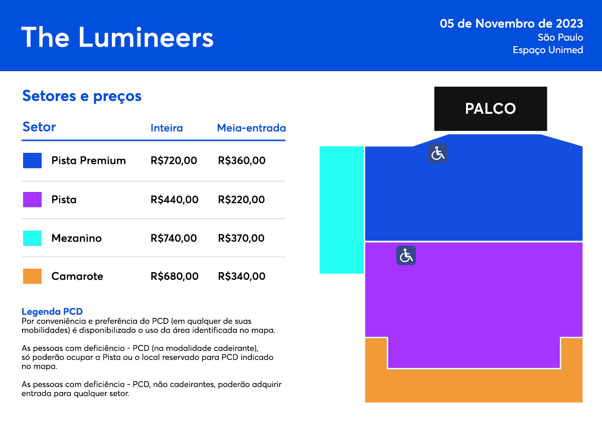 Preços do show The Lumineers São Paulo