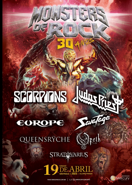 Monsters of Rock 2025 Revela Lineup com Scorpions, Judas Priest, Savatage e Mais