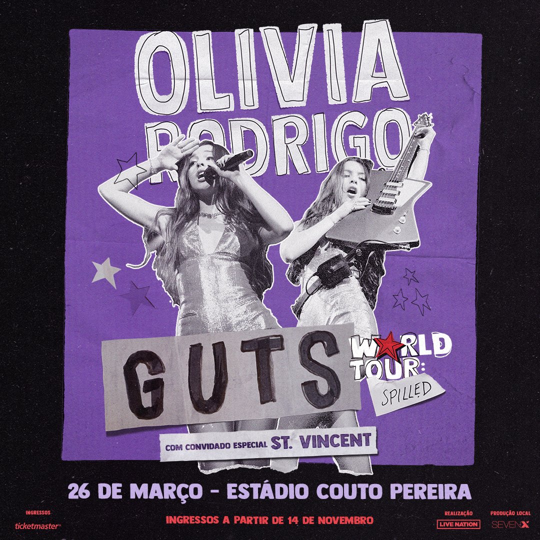 Olivia Rodrigo anuncia show exclusivo em Curitiba no Estádio Couto Pereira